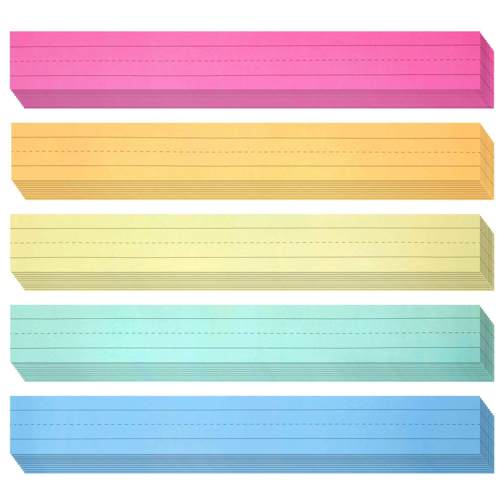 100-Pack Colored Sentence Strips for Teacher Supplies for Classroom, Chart  Paper for Teachers, Lined Paper Borders for Classroom, Bulletin Board (5  Colors, 3 x 24 Inches)